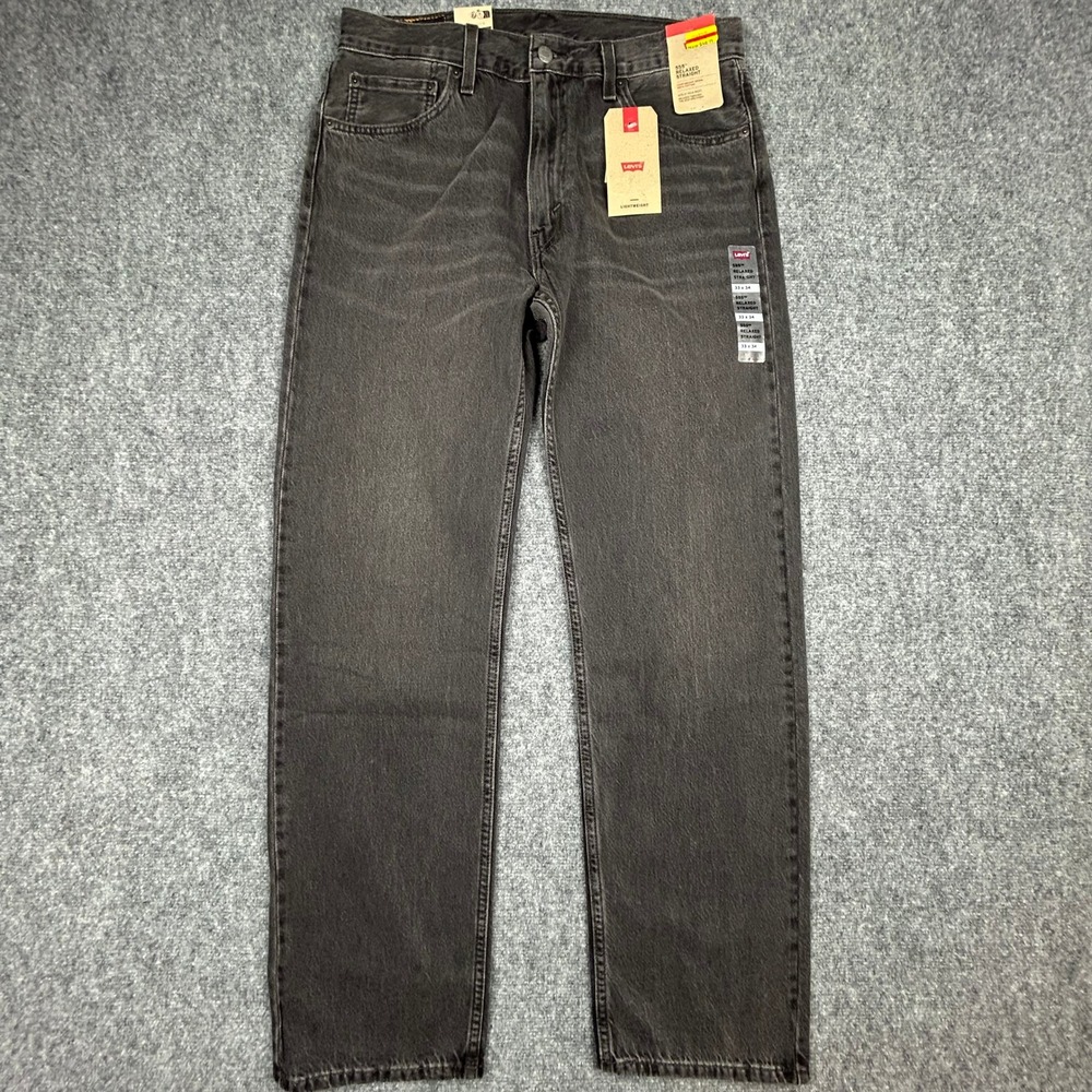Levi's 555 Relaxed Straight Jeans Mens 33x34 Black Lightweight Denim A7223-0031
